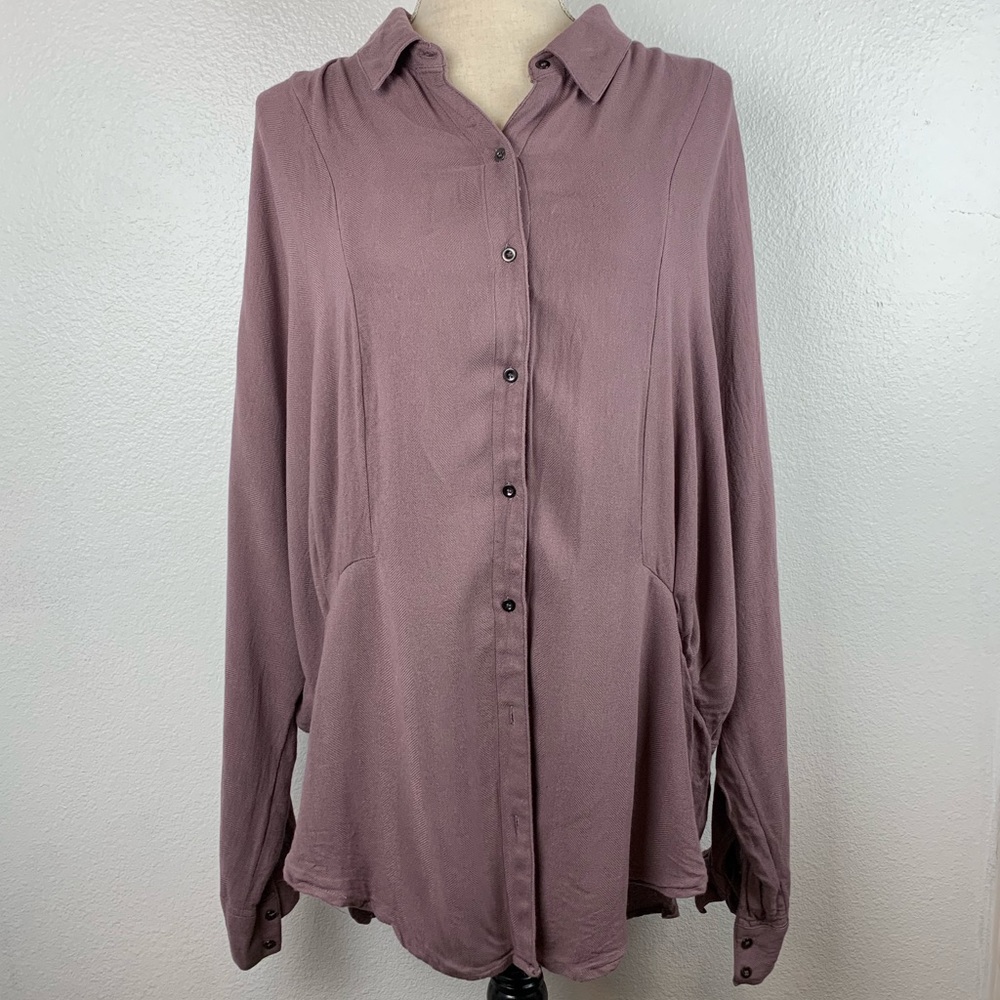 Free People Oversize Batwing Sleeve Chevron Blouse